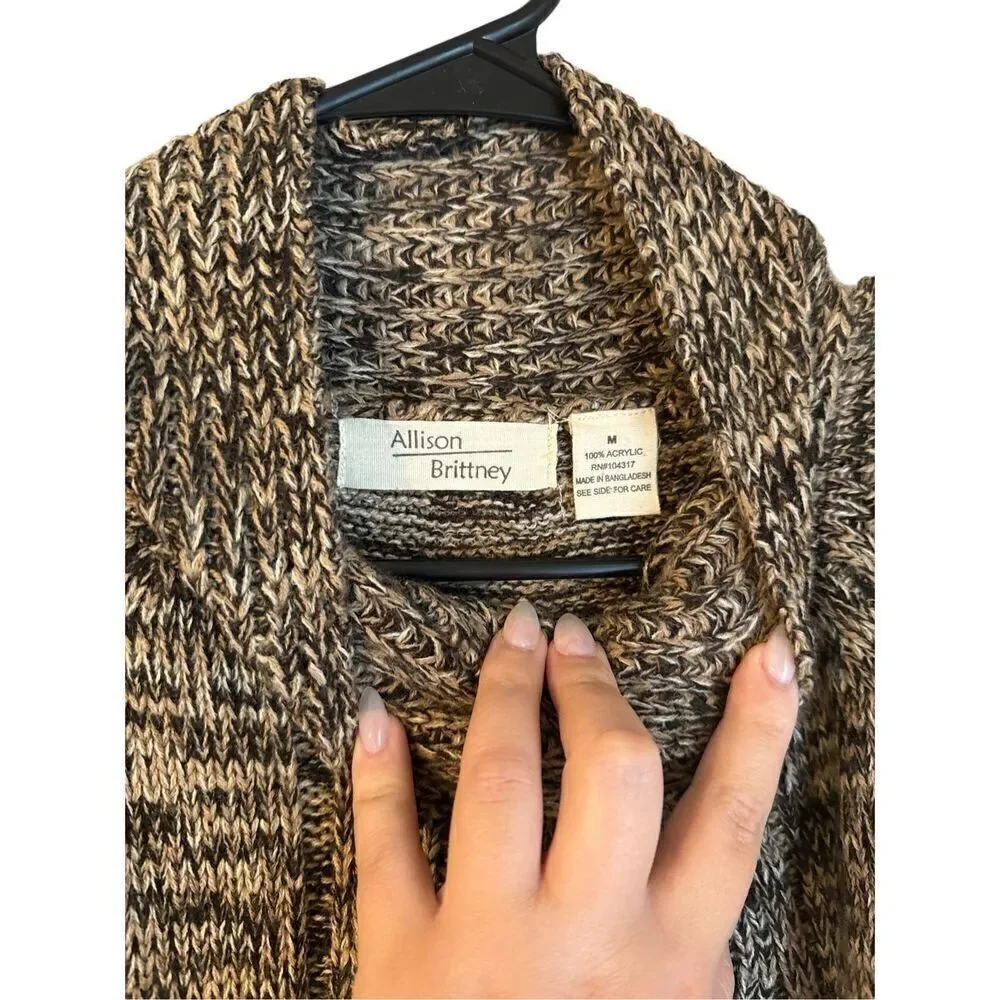 Vintage Y2K Allison Brittney Womens Brown Mock Neck Wrap Front Sweater Vest sz M